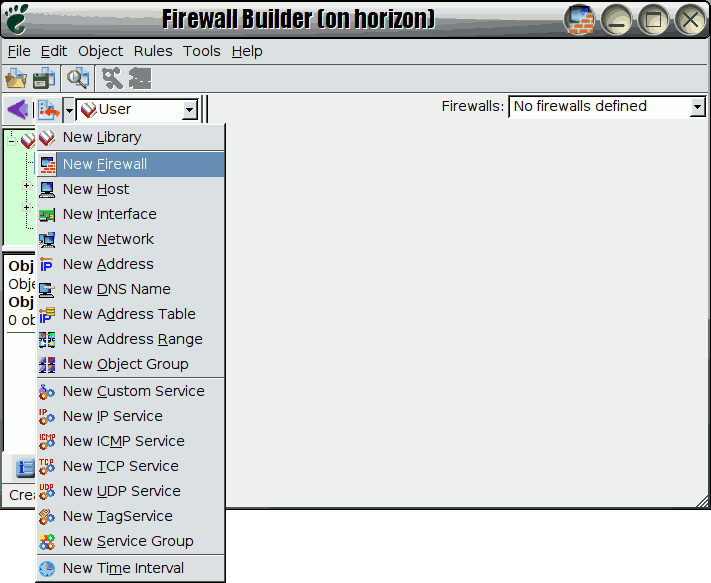 Adding a Firewall to an empty fwbuilder config