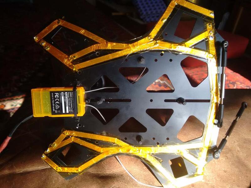 underside of a quadcopter upper frame