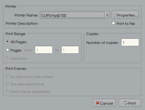 A basic GTK print dialog